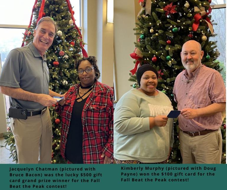 Two Fairfield Electric Cooperative members won prizes for the Fall Beat the Peak Contest.